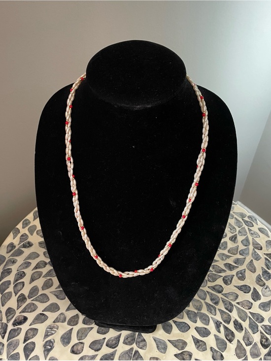 Jewelry - Pearl and Red Bead Twisted Necklace - Women’s Jewelry